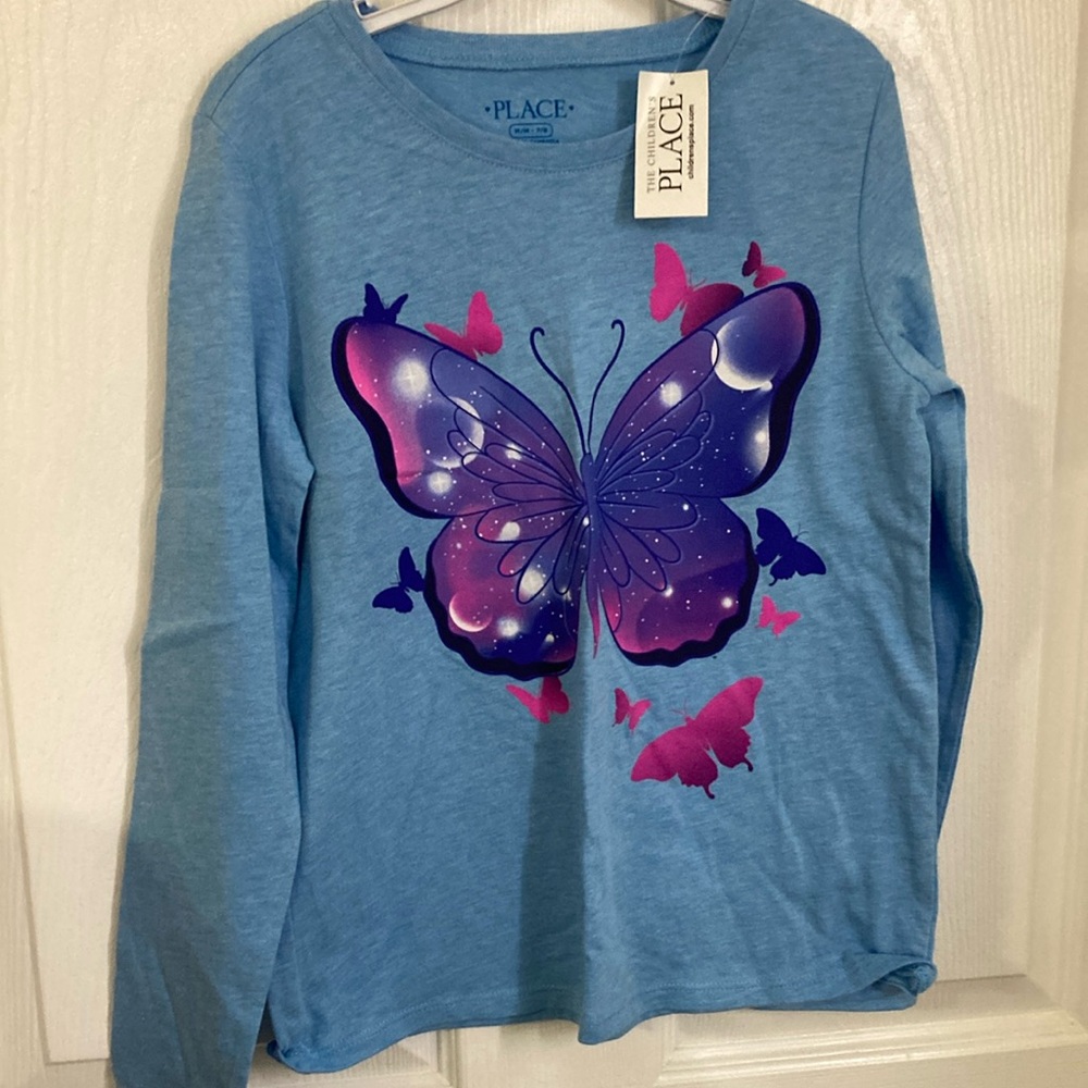 The Children's Place Blue Long Sleeve Tee with Butterfly Design